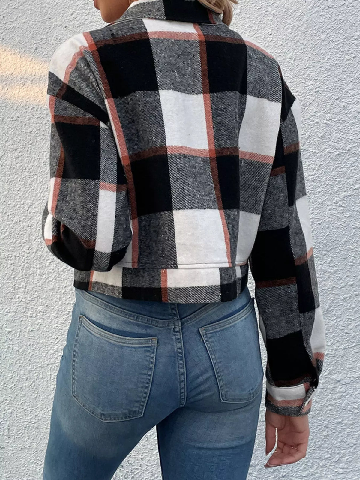 Plaid Button-Down Crop Jacket | STAHlin RADIANCE