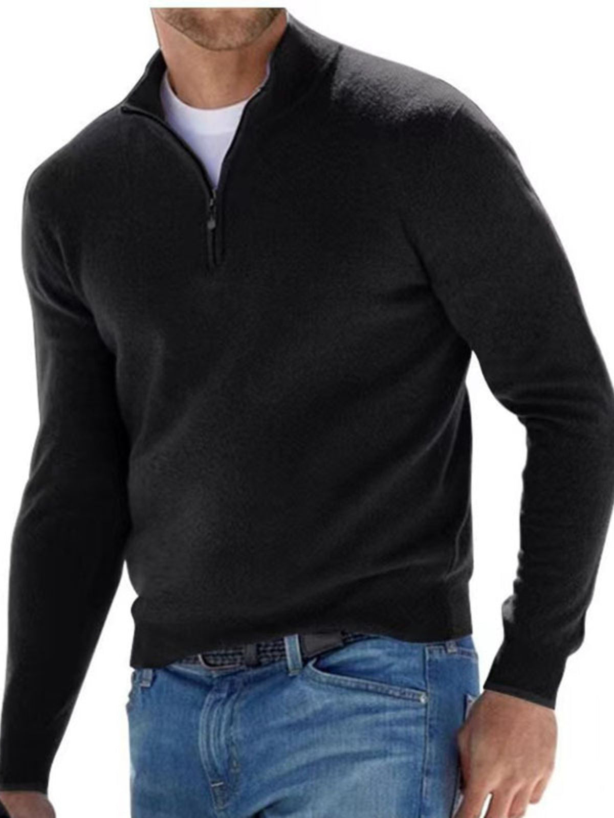 Men's Full Size Quarter-Zip Long Sleeve Sweater Plus Size | STAHlin RADIANCE