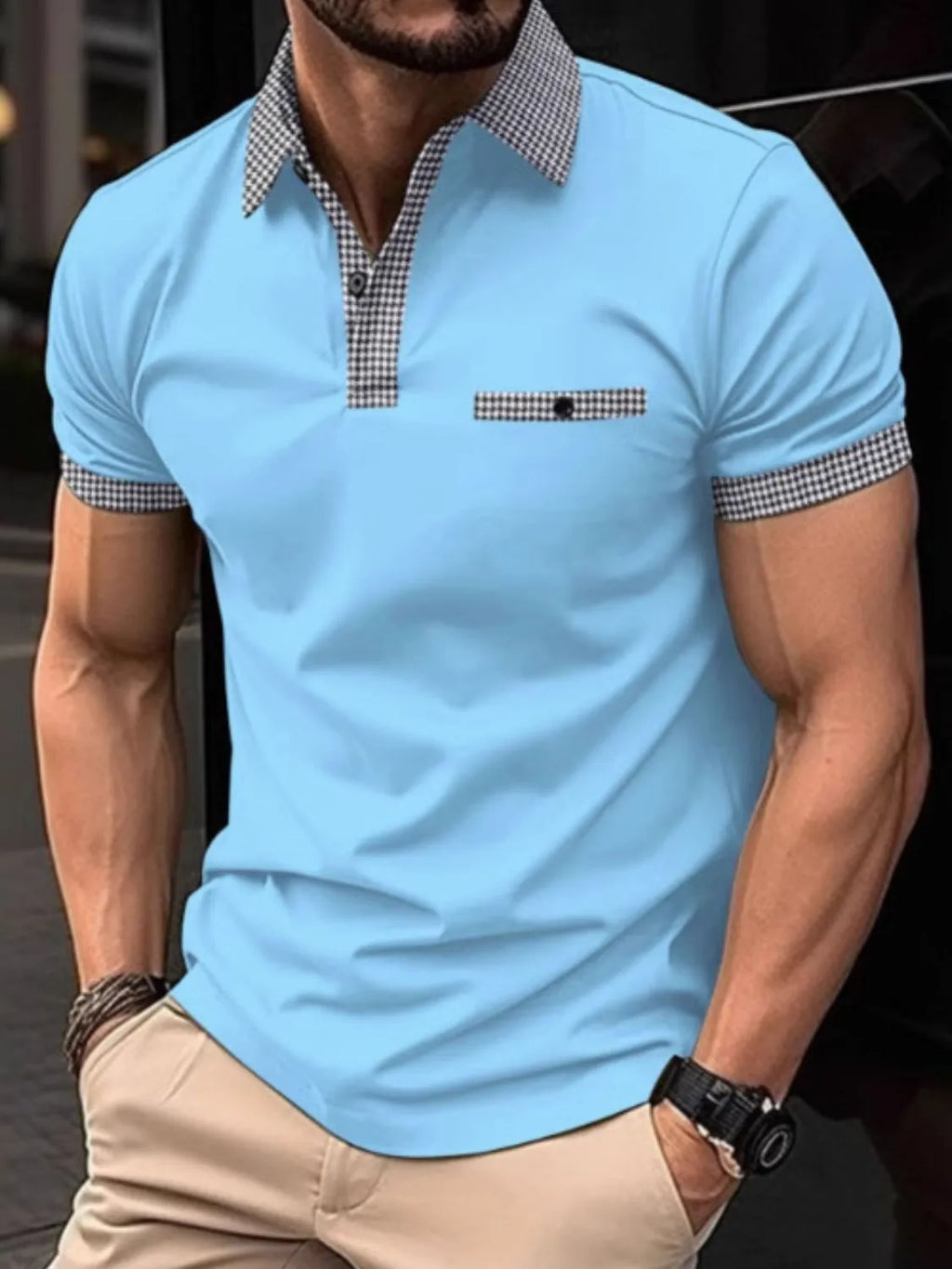 Men's Full Size Collared Neck Short Sleeve Polo Plus Size | STAHlin RADIANCE