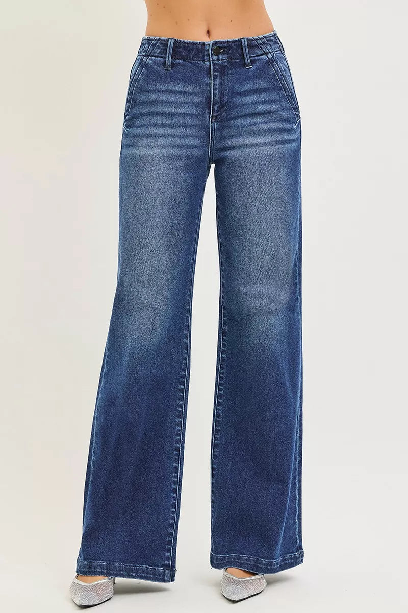 RISEN High Rise Wide Leg Slanted Pocket Jeans | STAHlin RADIANCE