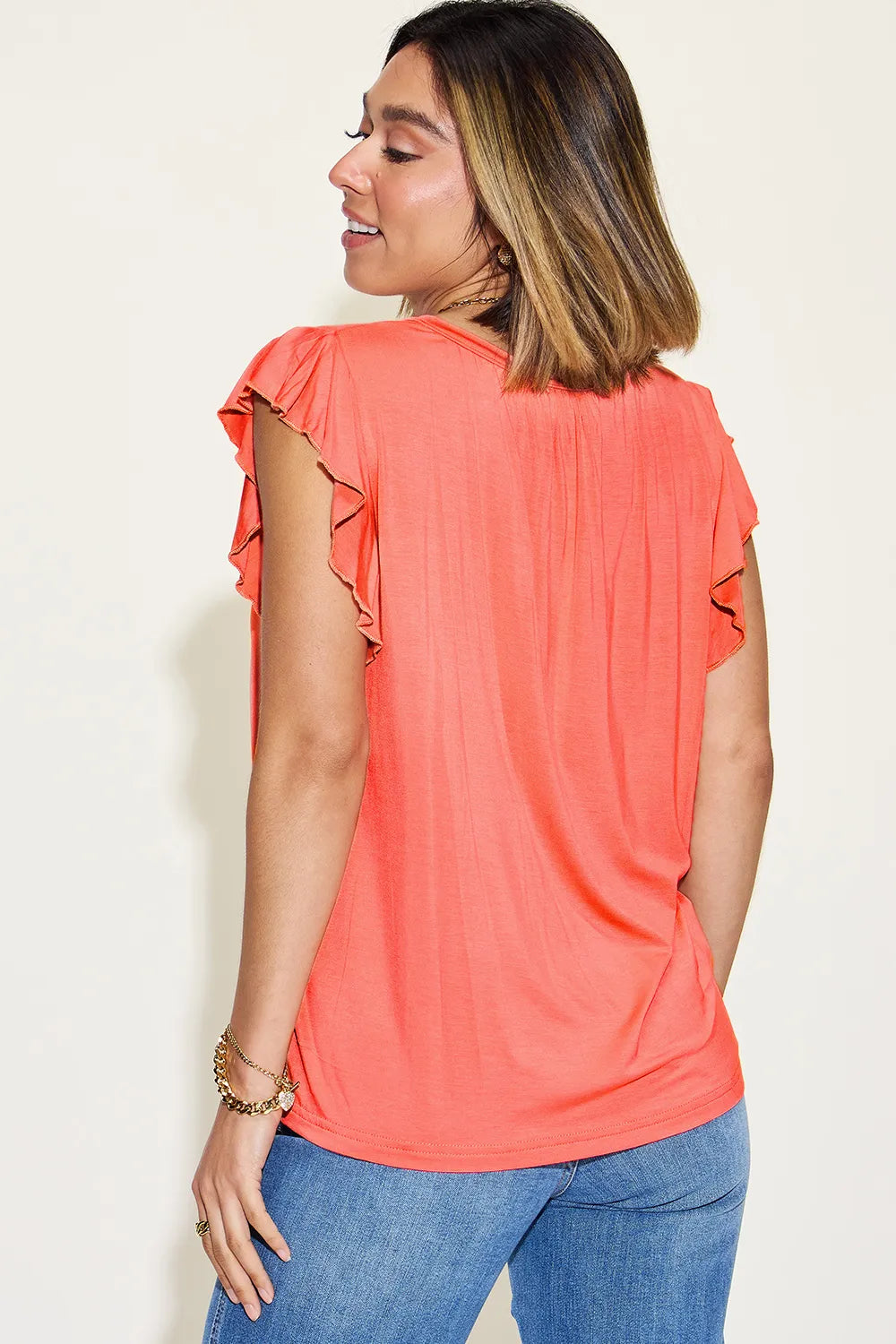 Basic Bae Full Size Bamboo Notched Ruffled Short Sleeve T-Shirt | STAHlin RADIANCE