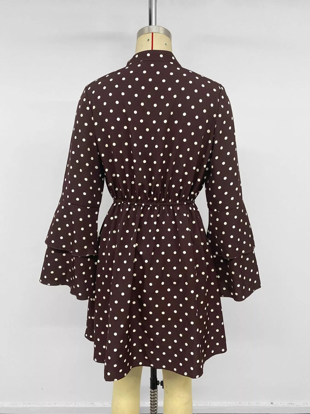 Polka Dot Flare Sleeve Tie Neck Dress | STAHlin RADIANCE