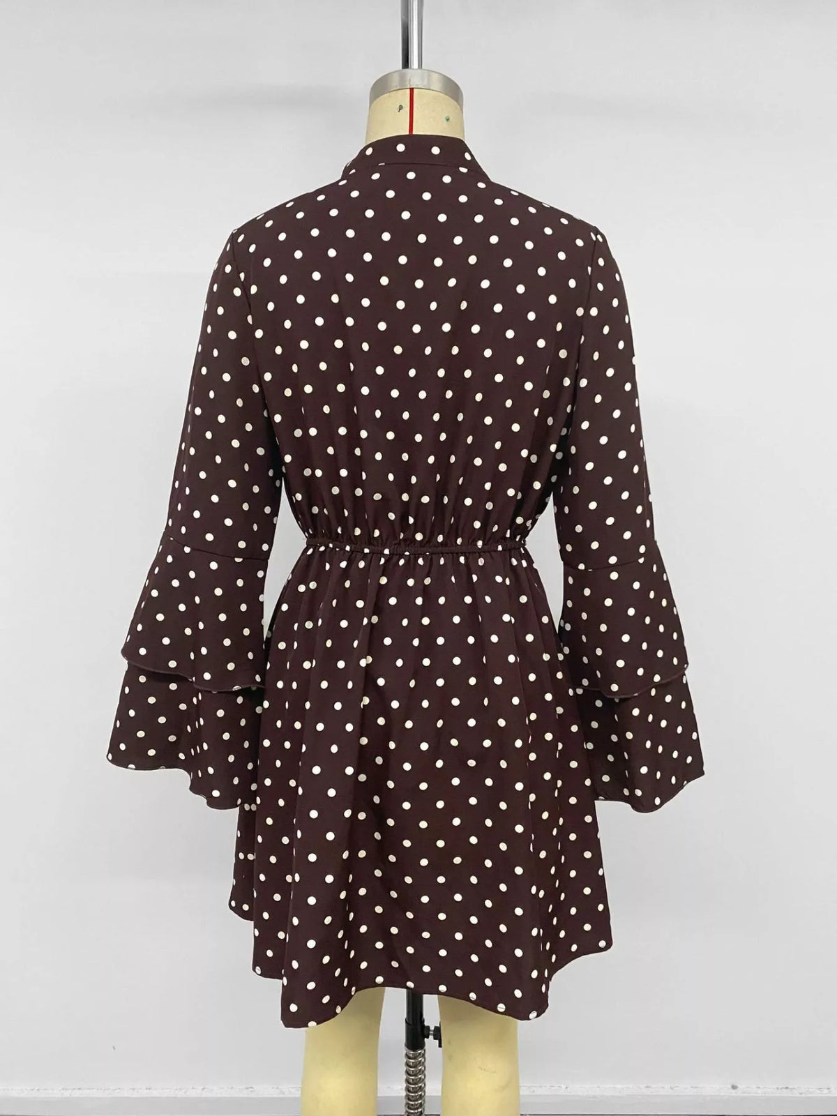 Polka Dot Flare Sleeve Tie Neck Dress | STAHlin RADIANCE