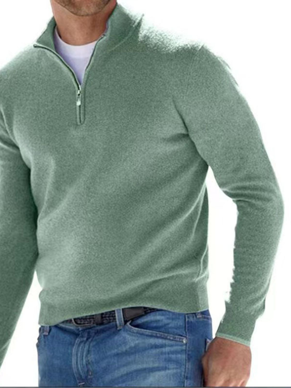 Men's Full Size Quarter-Zip Long Sleeve Sweater Plus Size | STAHlin RADIANCE
