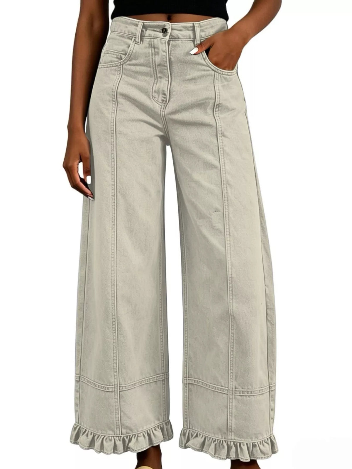 The Nova Ruffle Hem Wide-Leg Jeans | STAHlin RADIANCE