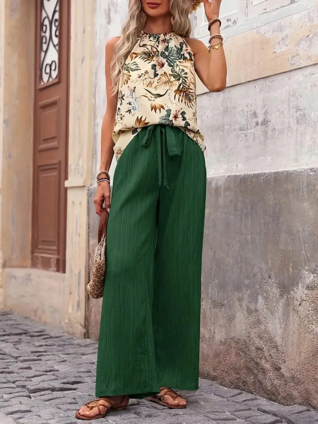 Printed Tank Top and Wide Leg Pants Set | STAHlin RADIANCE
