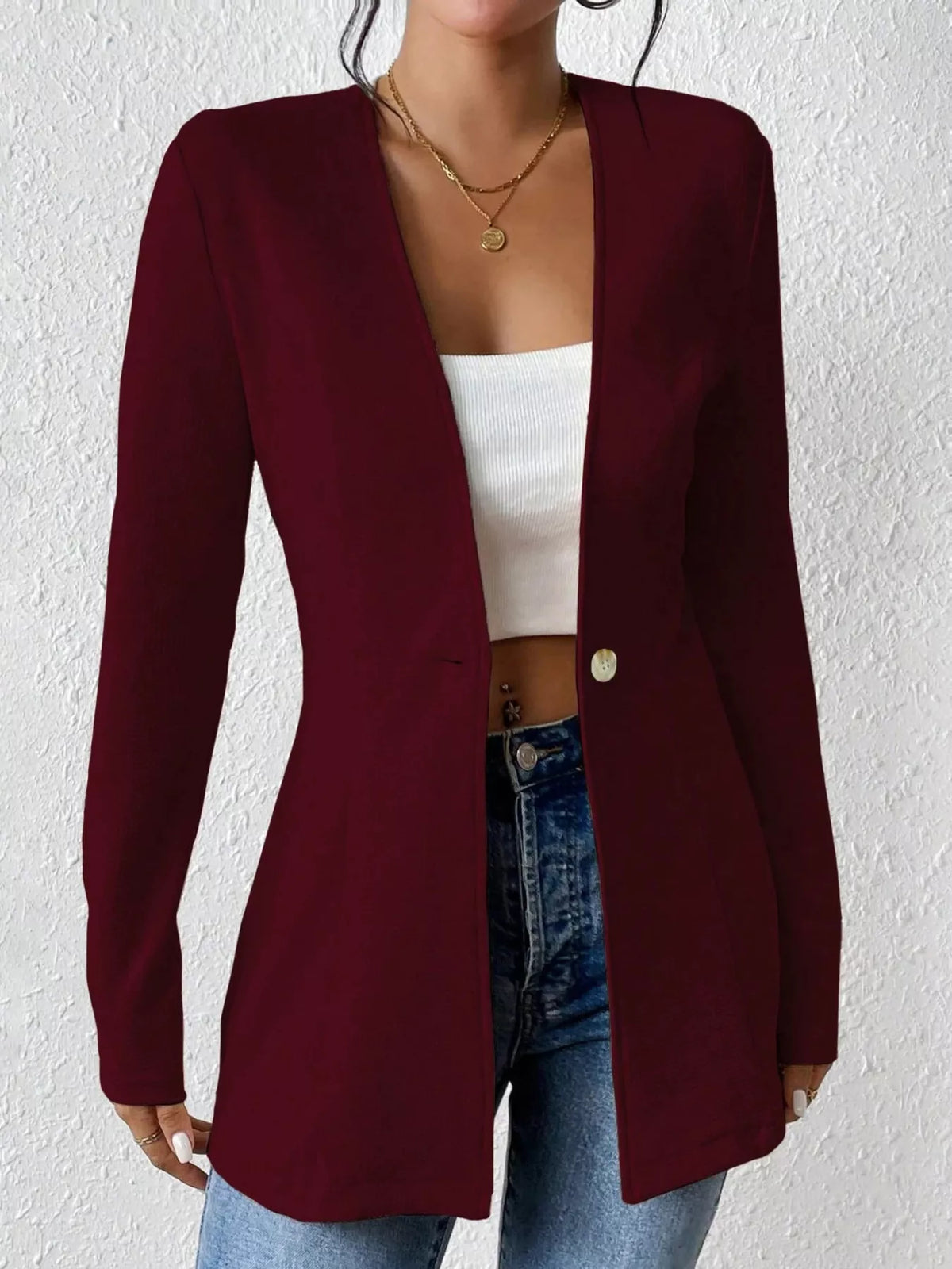 One Button Long Sleeve Blazer | STAHlin RADIANCE