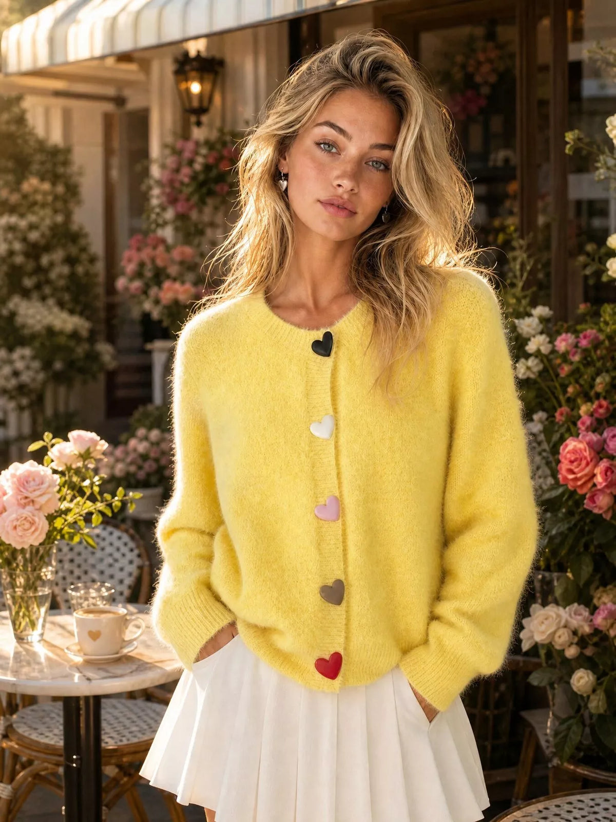 Heart Buttons Fuzzy Cardigan | STAHlin RADIANCE