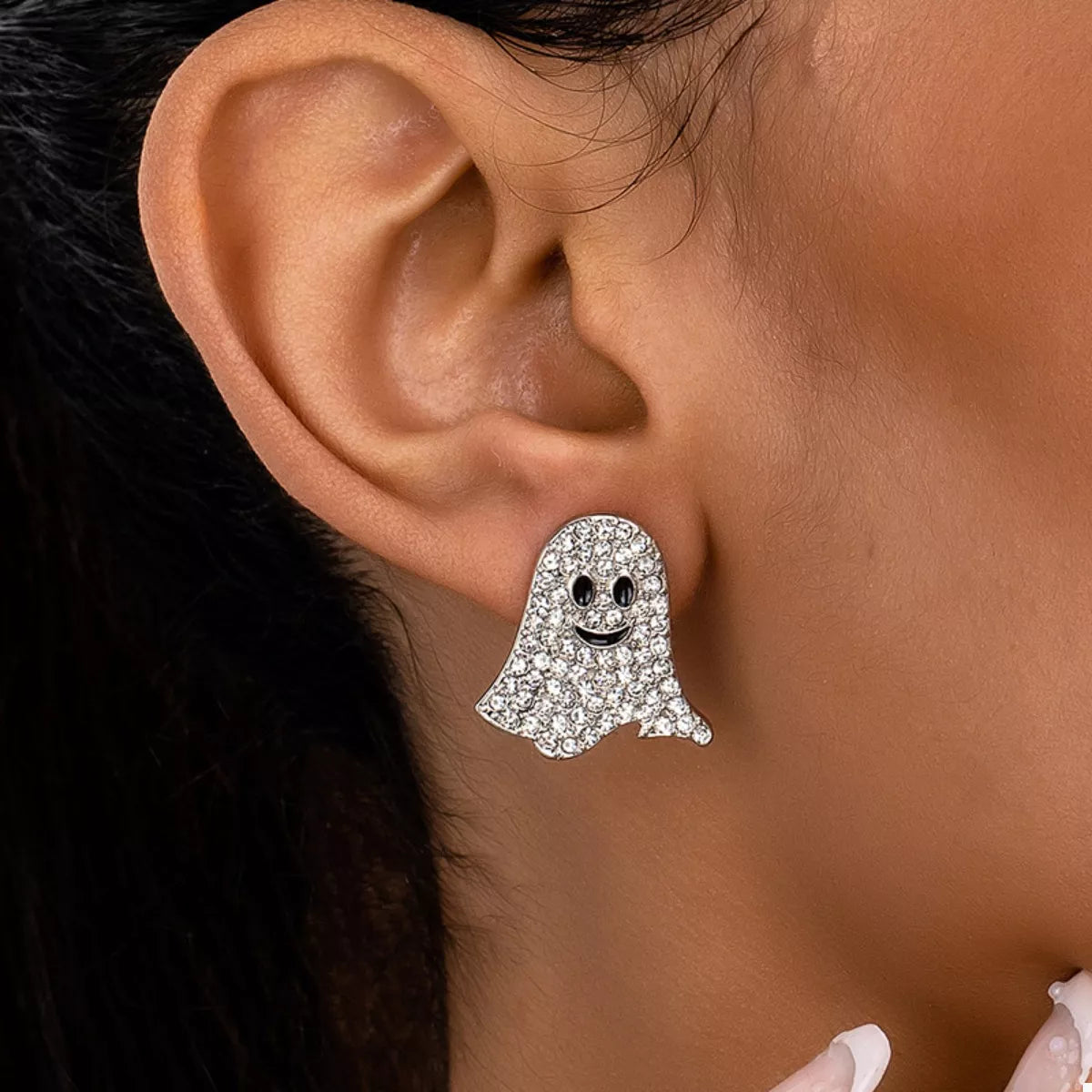 18K Gold-Plated Rhinestone Halloween Ghost Earrings | STAHlin RADIANCE