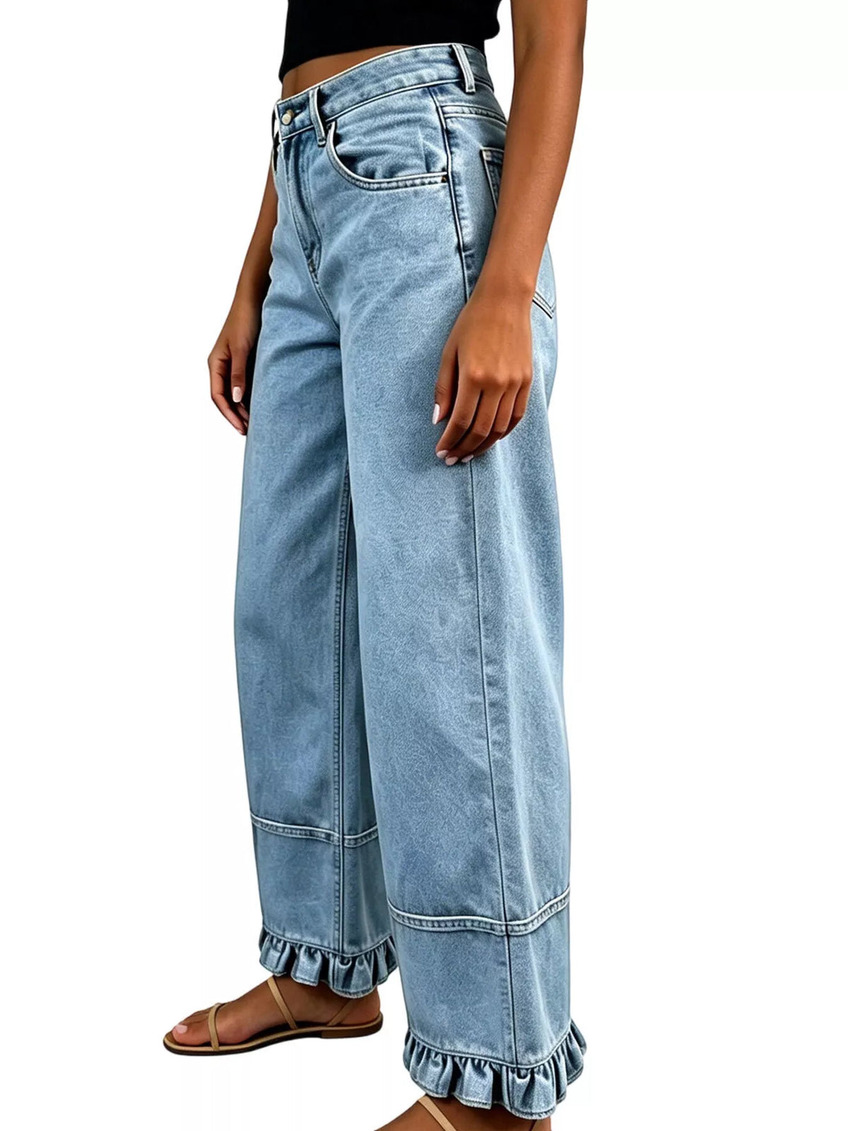 The Nova Ruffle Hem Wide-Leg Jeans | STAHlin RADIANCE