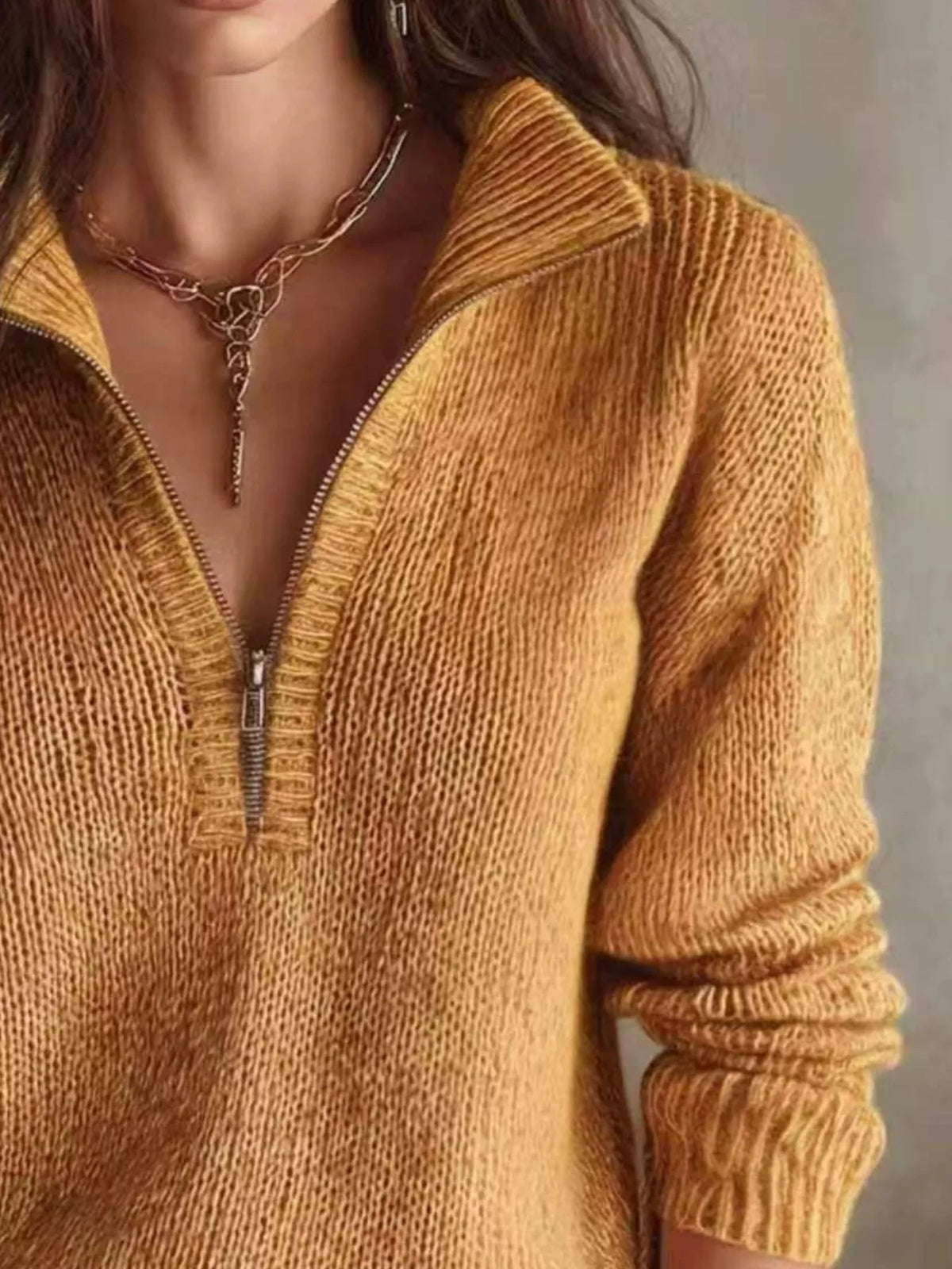 Half Zip Dropped Shoulder Sweater | STAHlin RADIANCE