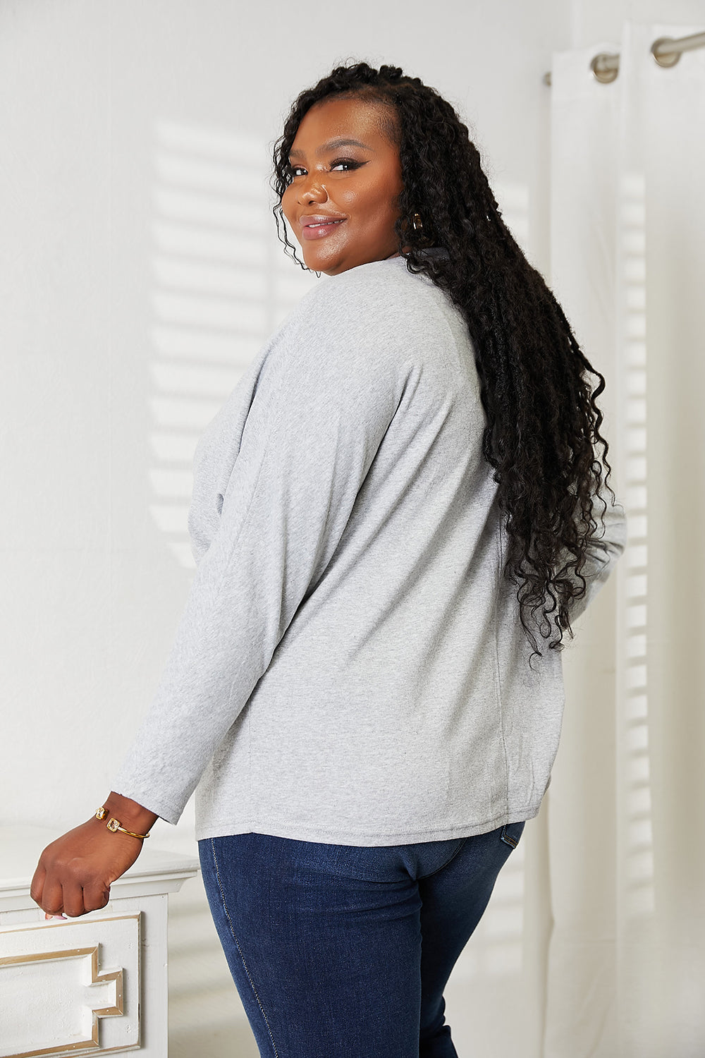 Double Take Seam Detail Round Neck Long Sleeve Top | STAHlin RADIANCE