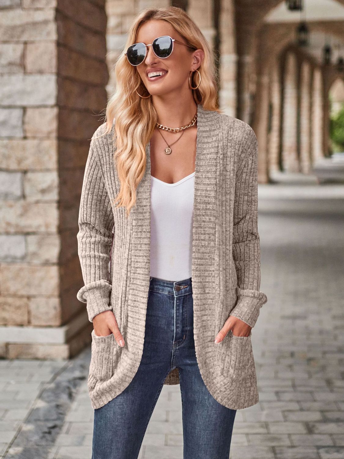 Open Front Cardigan with Pockets | STAHlin RADIANCE