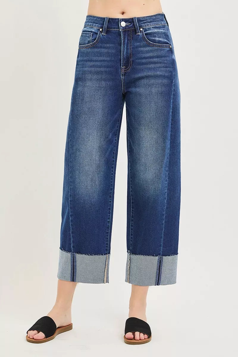 RISEN Full Size Slouchy Crop Barrel Cuffed Jeans Plus Size | STAHlin RADIANCE