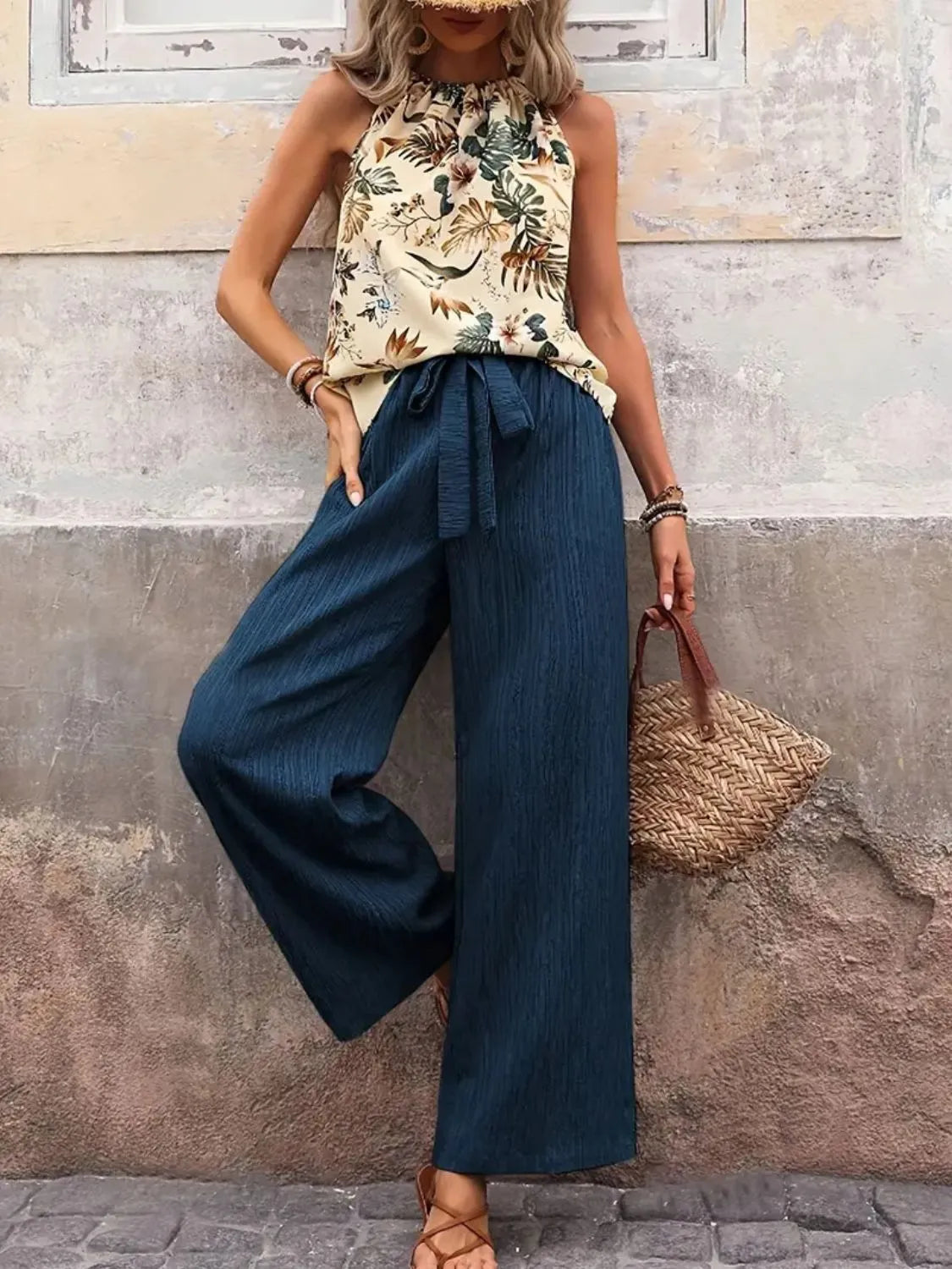 Printed Tank Top and Wide Leg Pants Set | STAHlin RADIANCE