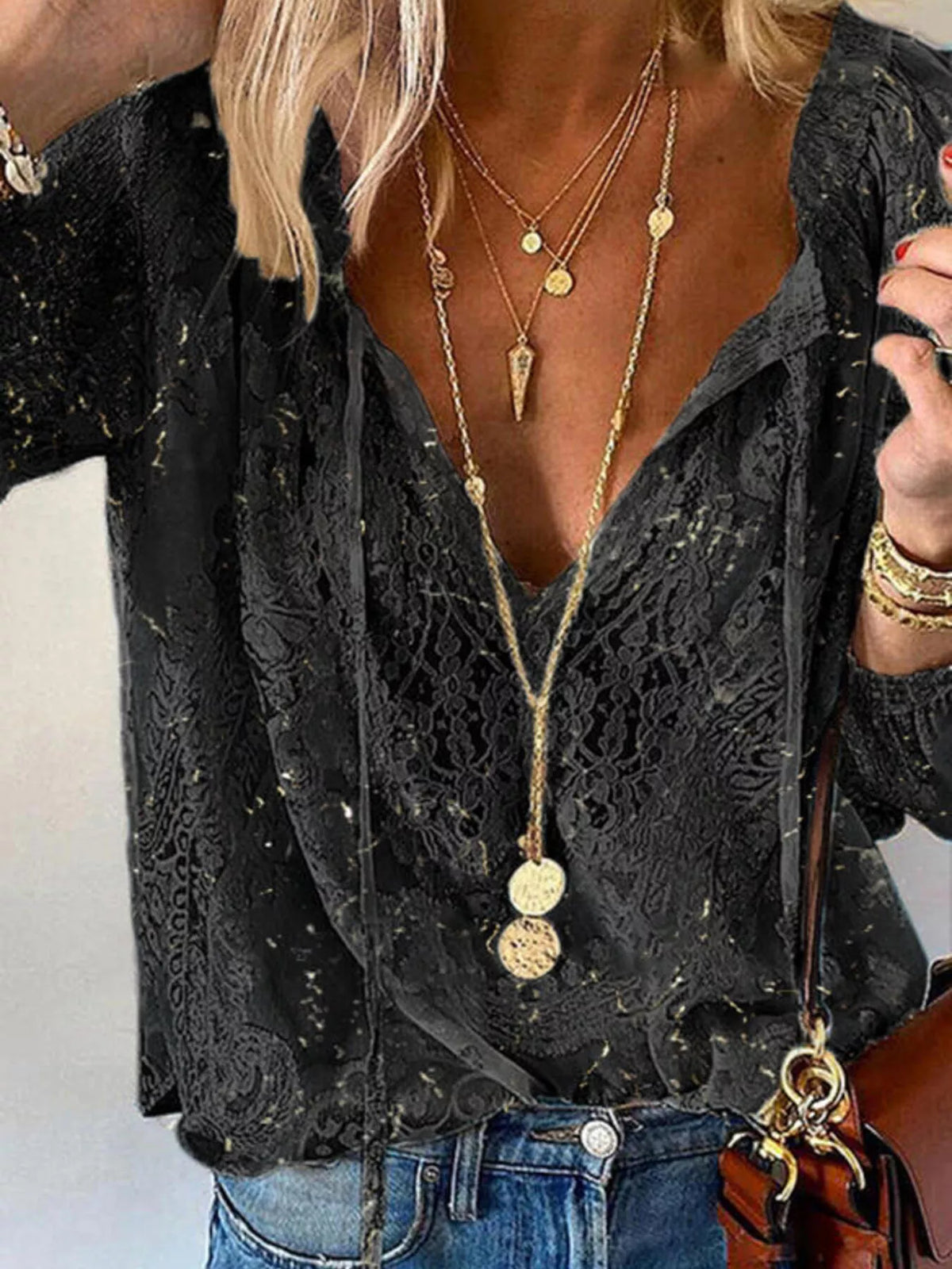Lace Tie-Neck Blouse | STAHlin RADIANCE