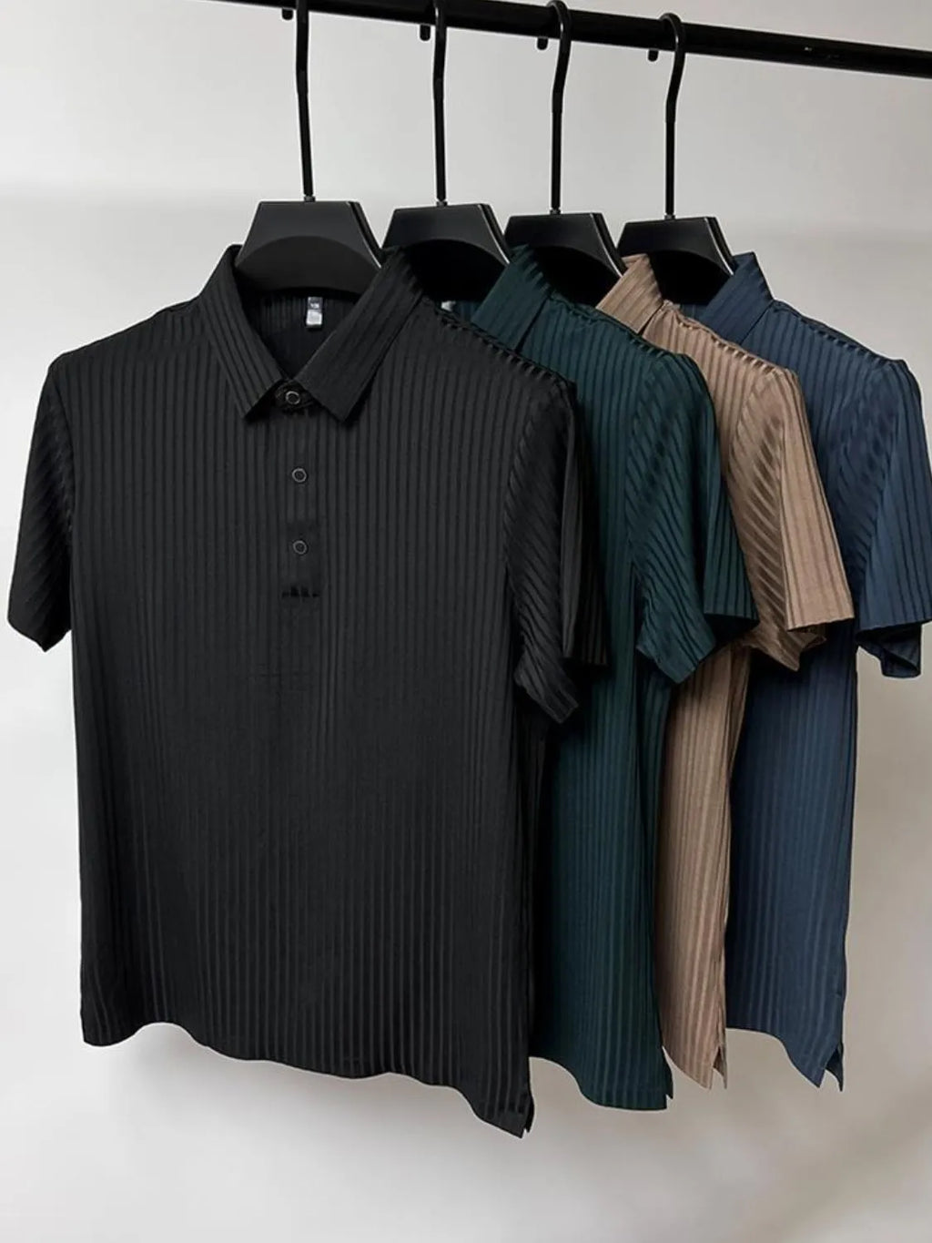 Men's Full Size Button Detail Short Sleeve Polo Plus Size | STAHlin RADIANCE