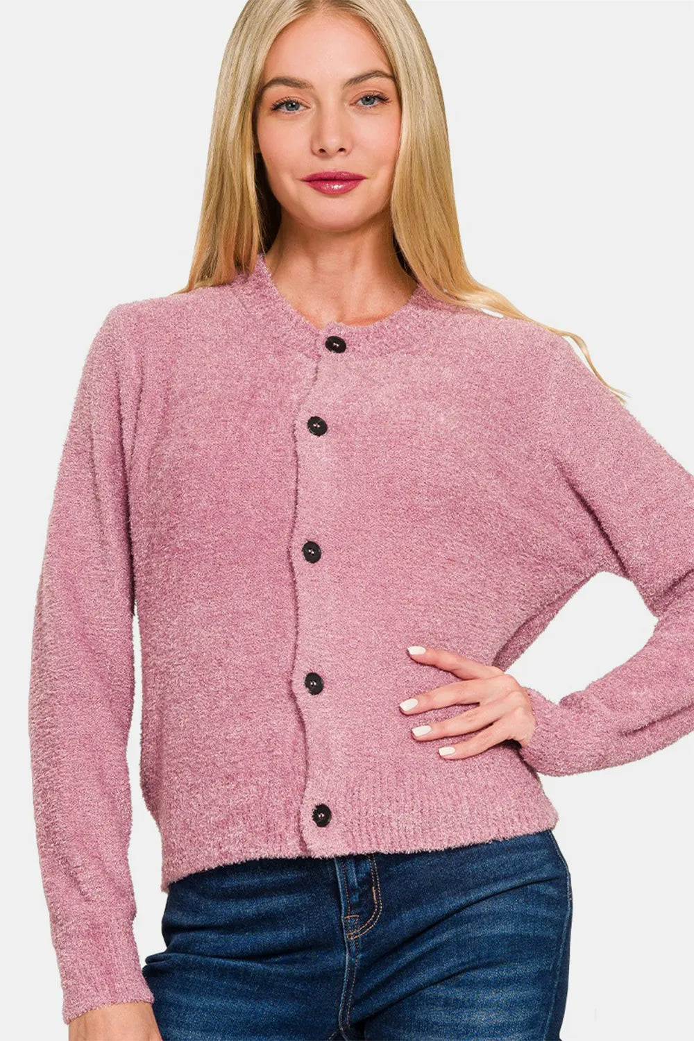 Zenana Button Down Long Sleeve Sweater Cardigan | STAHlin RADIANCE