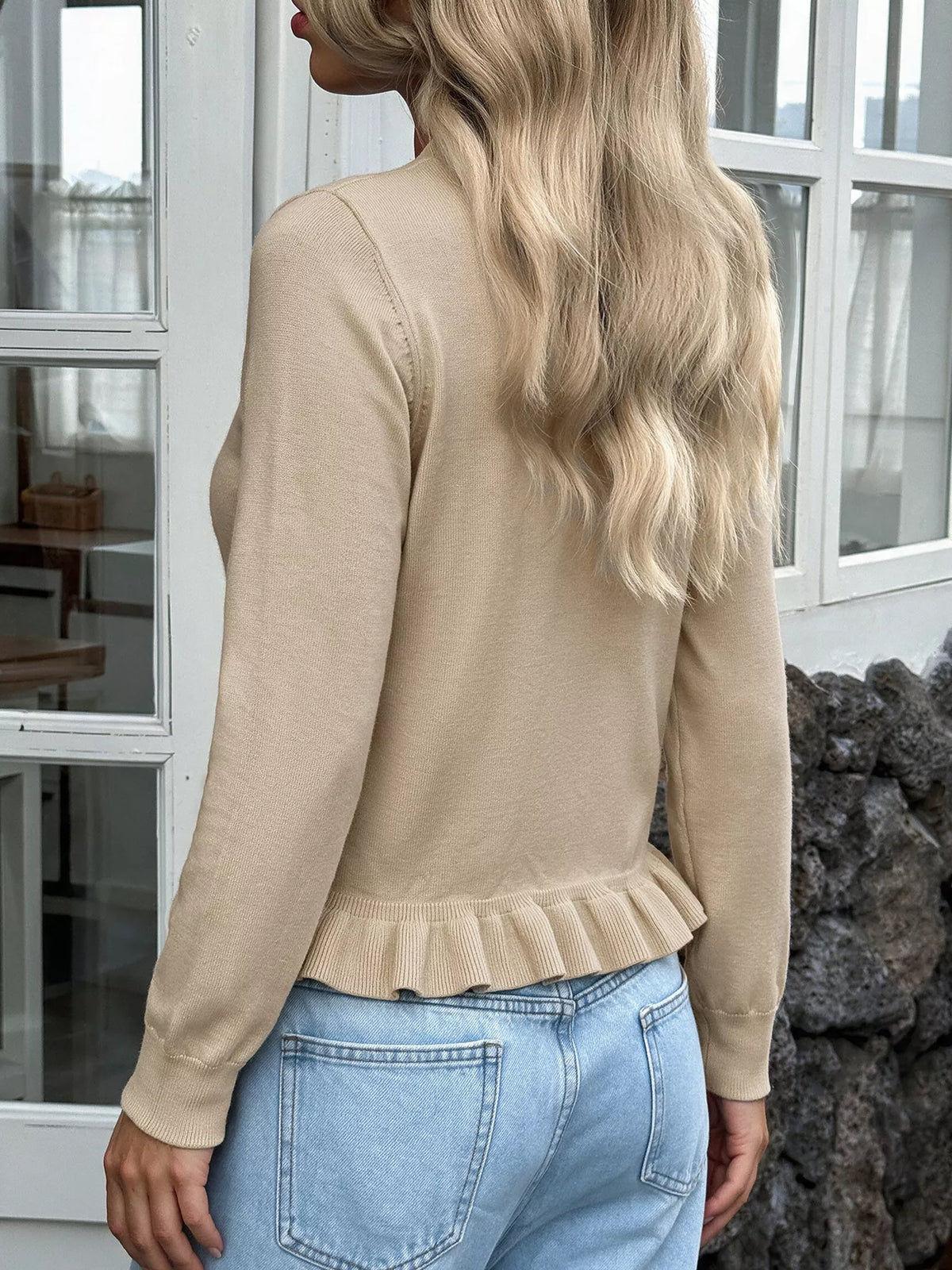 Ruffle Hem Button-Up Cardigan | STAHlin RADIANCE