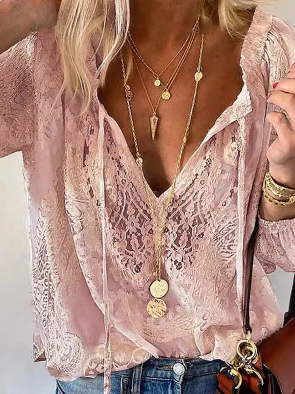 Lace Tie-Neck Blouse | STAHlin RADIANCE
