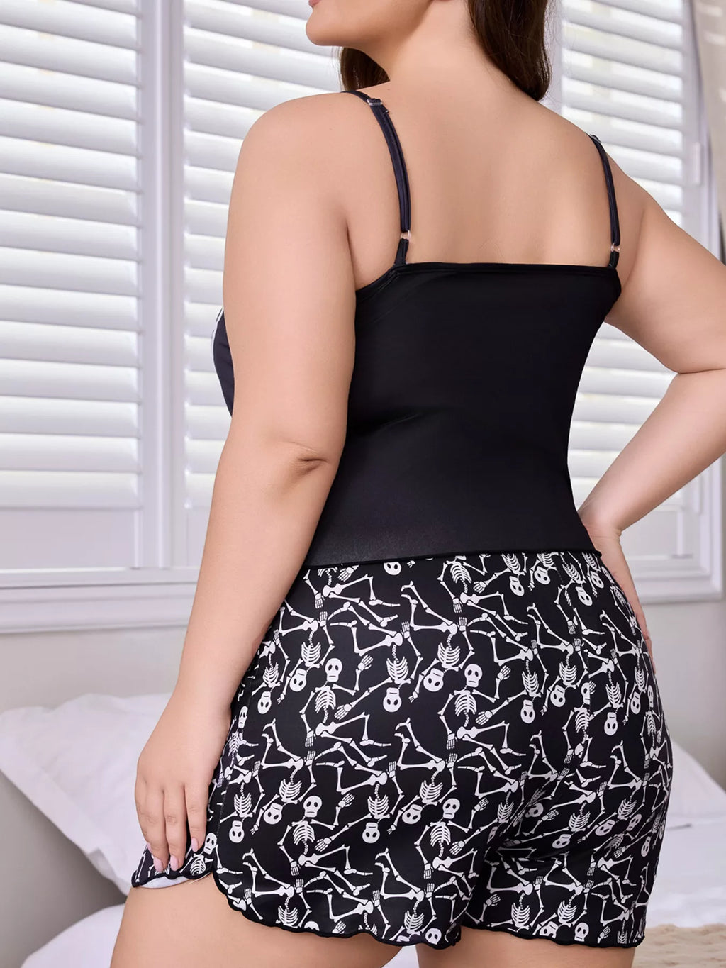 Plus Size Skeleton Print Cami Lounge Set | STAHlin RADIANCE