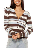Striped V-Neck Button-Down Cardigan | STAHlin RADIANCE