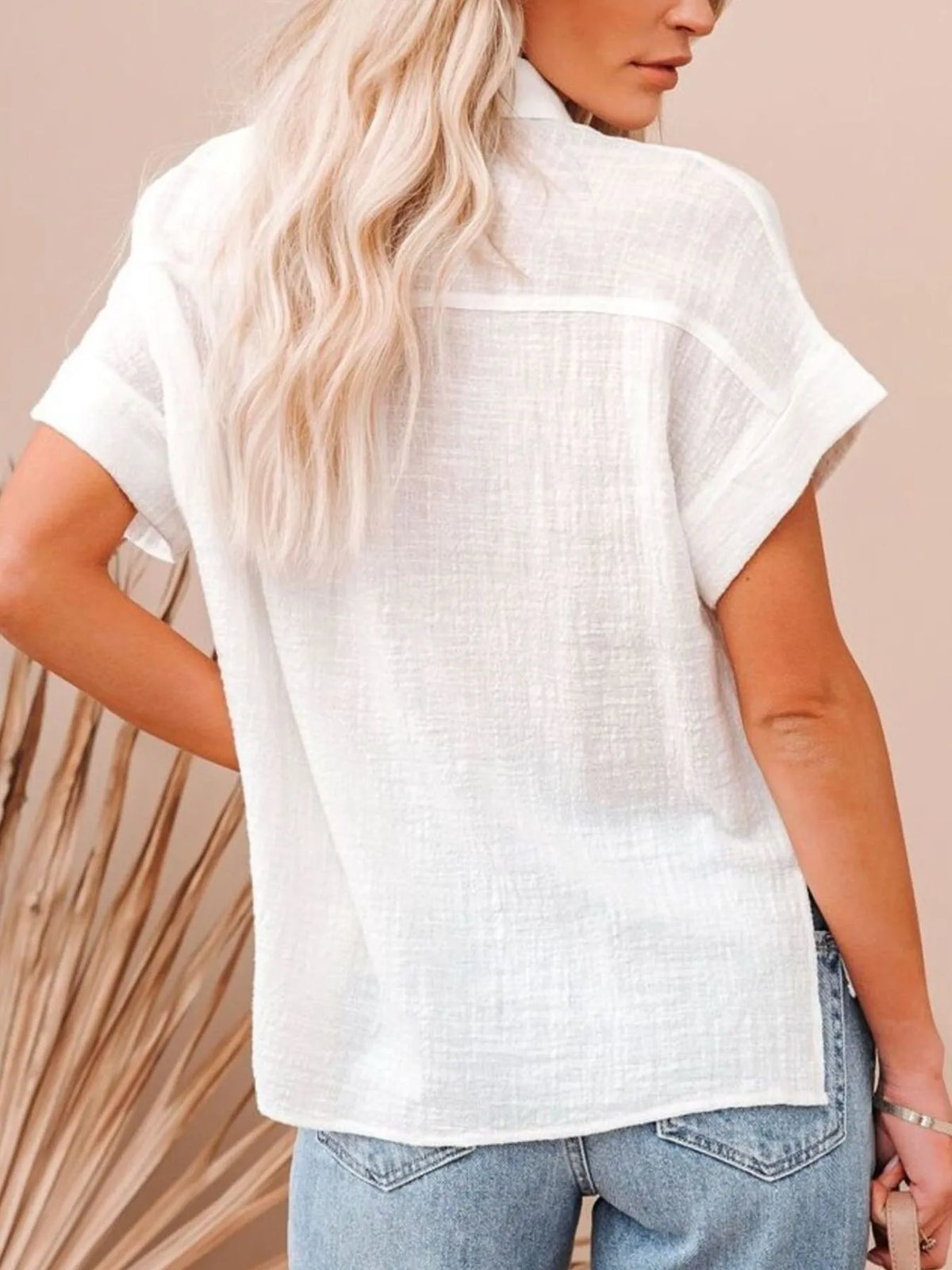 Full Size Button Up Short Sleeve Shirt Plus Size | STAHlin RADIANCE