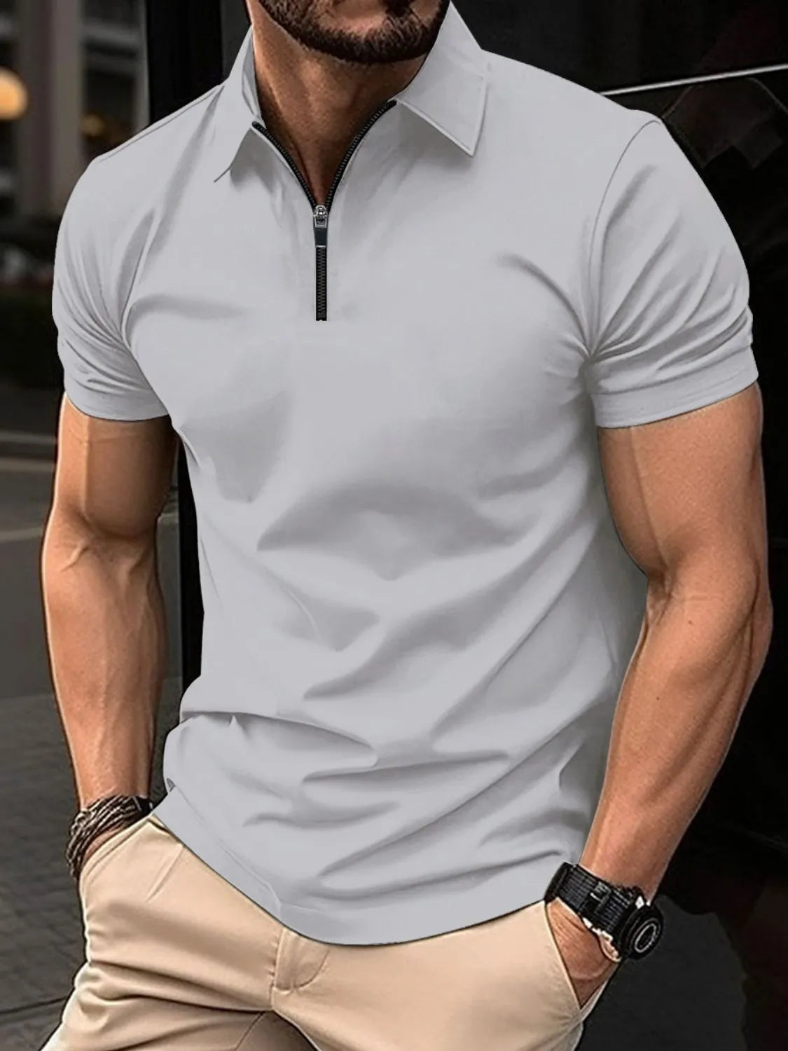 Men's Full Size Collared Neck Short Sleeve Polo Plus Size | STAHlin RADIANCE