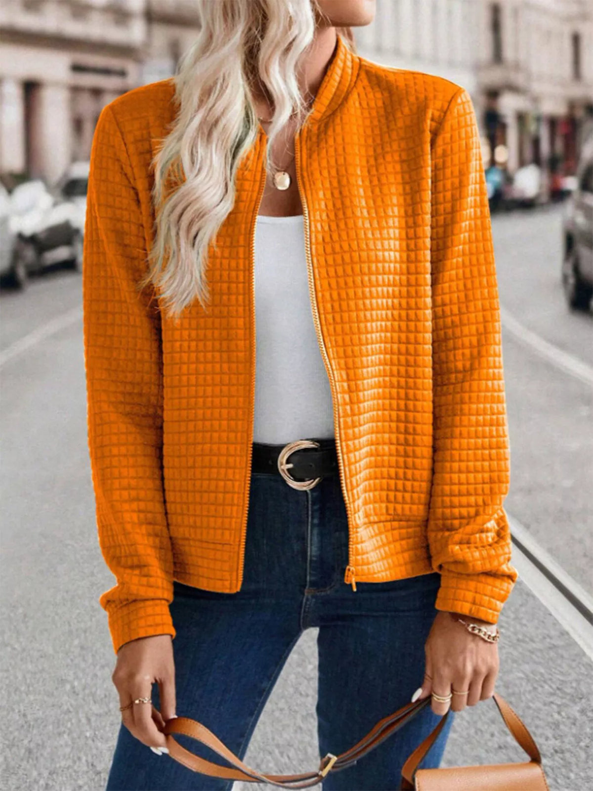 Textured Zip-Up Long Sleeve Jacket | STAHlin RADIANCE