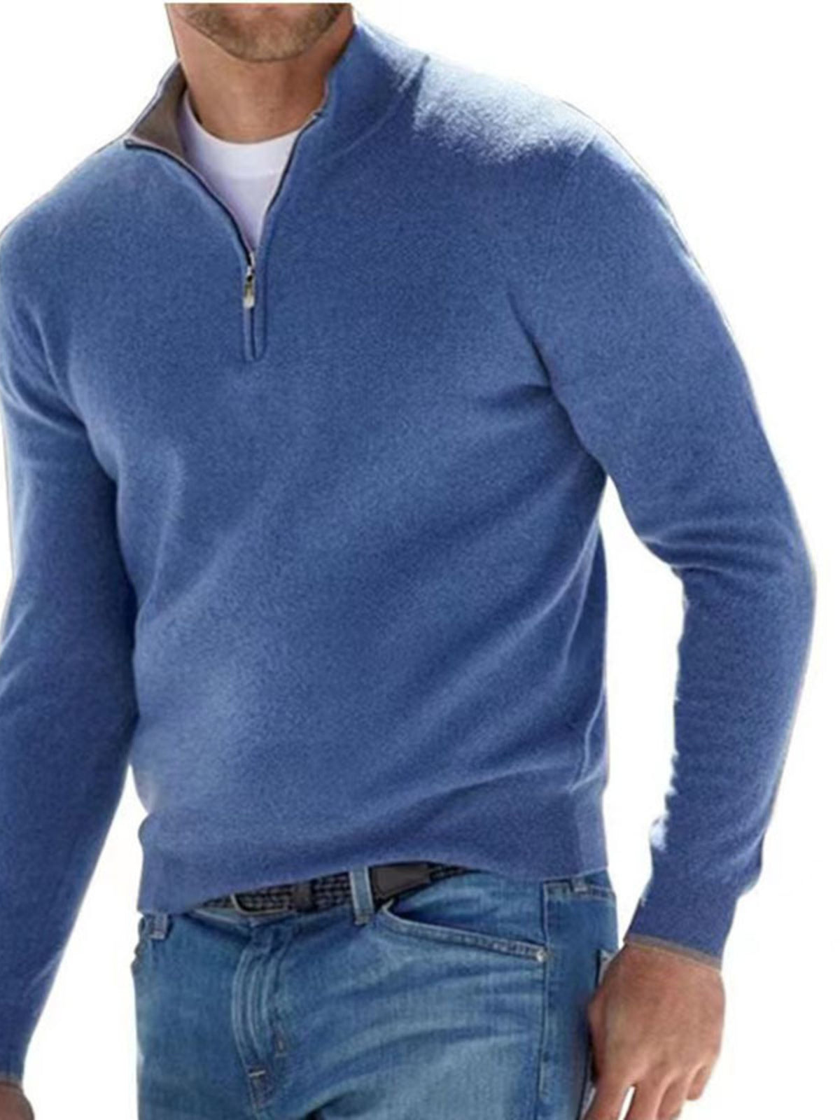 Men's Full Size Quarter-Zip Long Sleeve Sweater Plus Size | STAHlin RADIANCE