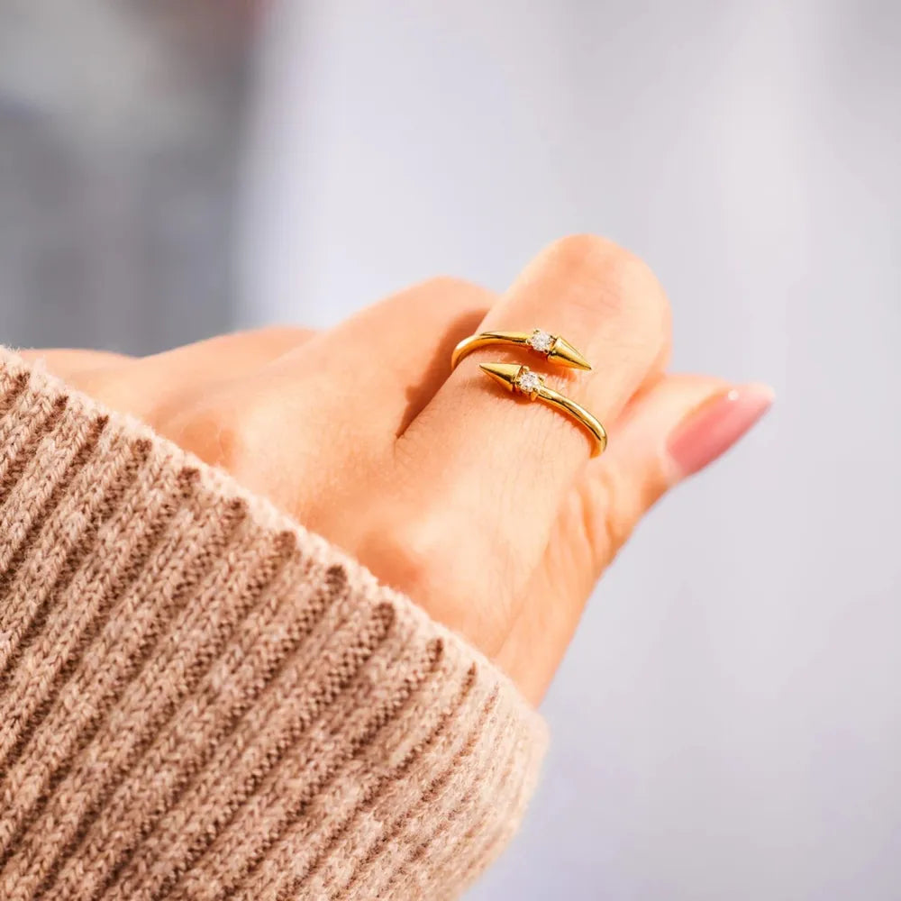 925 Sterling Silver Inlaid Zircon Bypass Ring | STAHlin RADIANCE