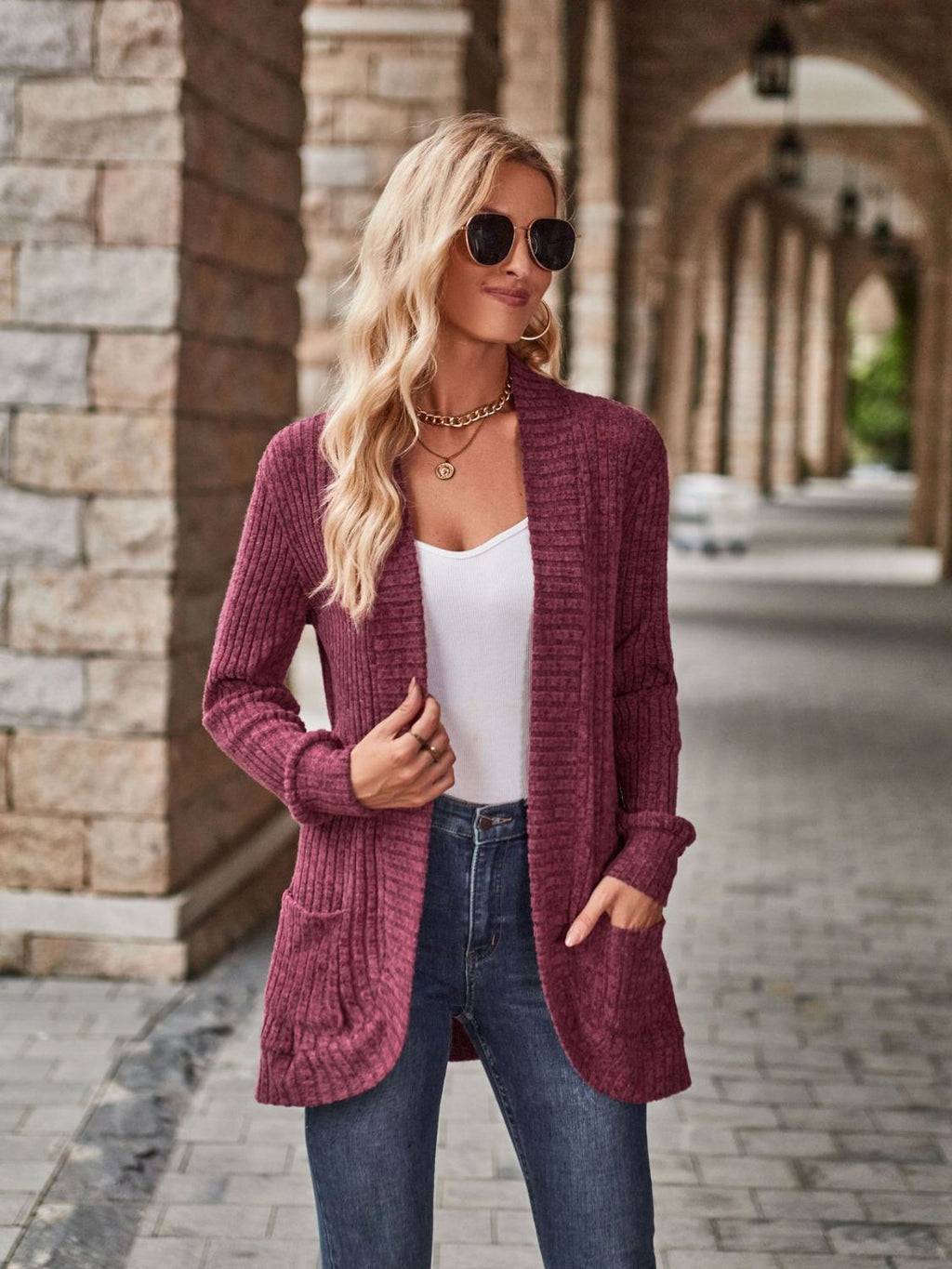 Open Front Cardigan with Pockets | STAHlin RADIANCE