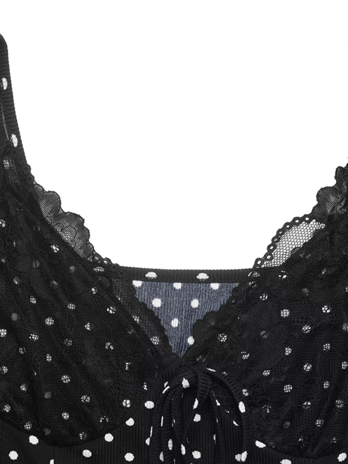Polka Dot Lace Trimmed V-Neck Mini Dress | STAHlin RADIANCE
