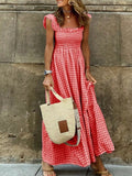 Full Size Gingham Smocked Ruffle Maxi Dress Plus Size | STAHlin RADIANCE