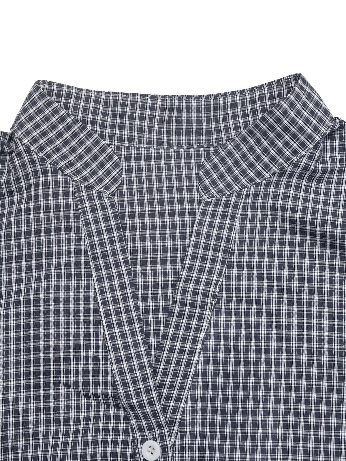 Gingham Button Up Shirt with Tie-Sleeve Detail | STAHlin RADIANCE