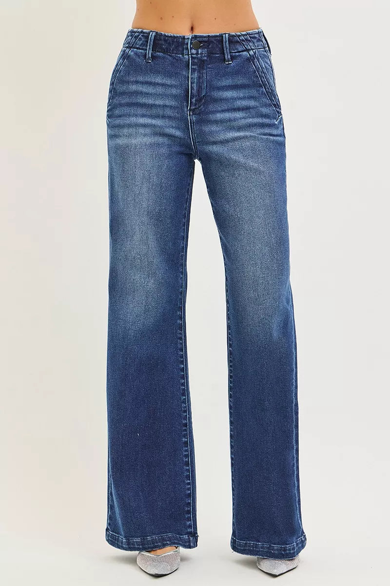 RISEN High Rise Wide Leg Slanted Pocket Jeans | STAHlin RADIANCE