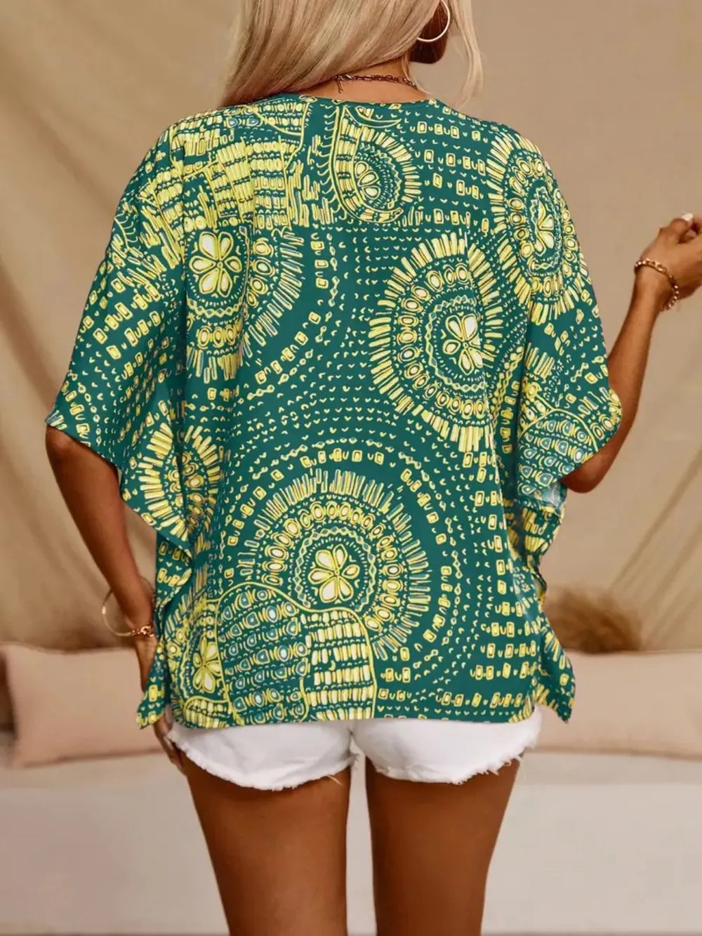Printed V-Neck Half Sleeve Top | STAHlin RADIANCE