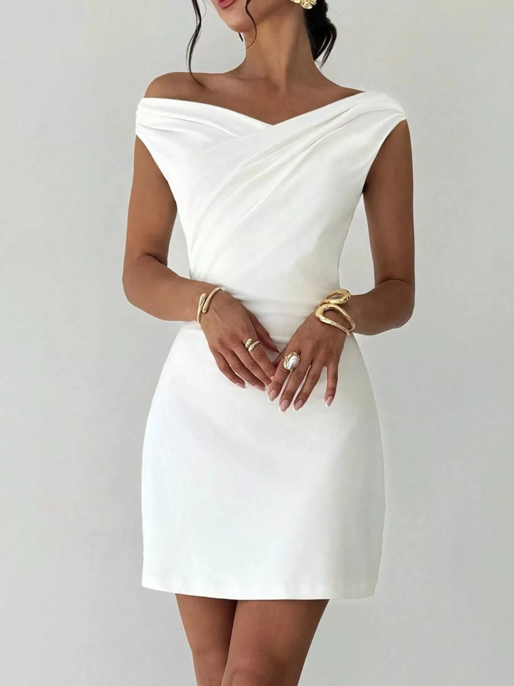 Elegant Off-Shoulder Draped Mini Dress | STAHlin RADIANCE