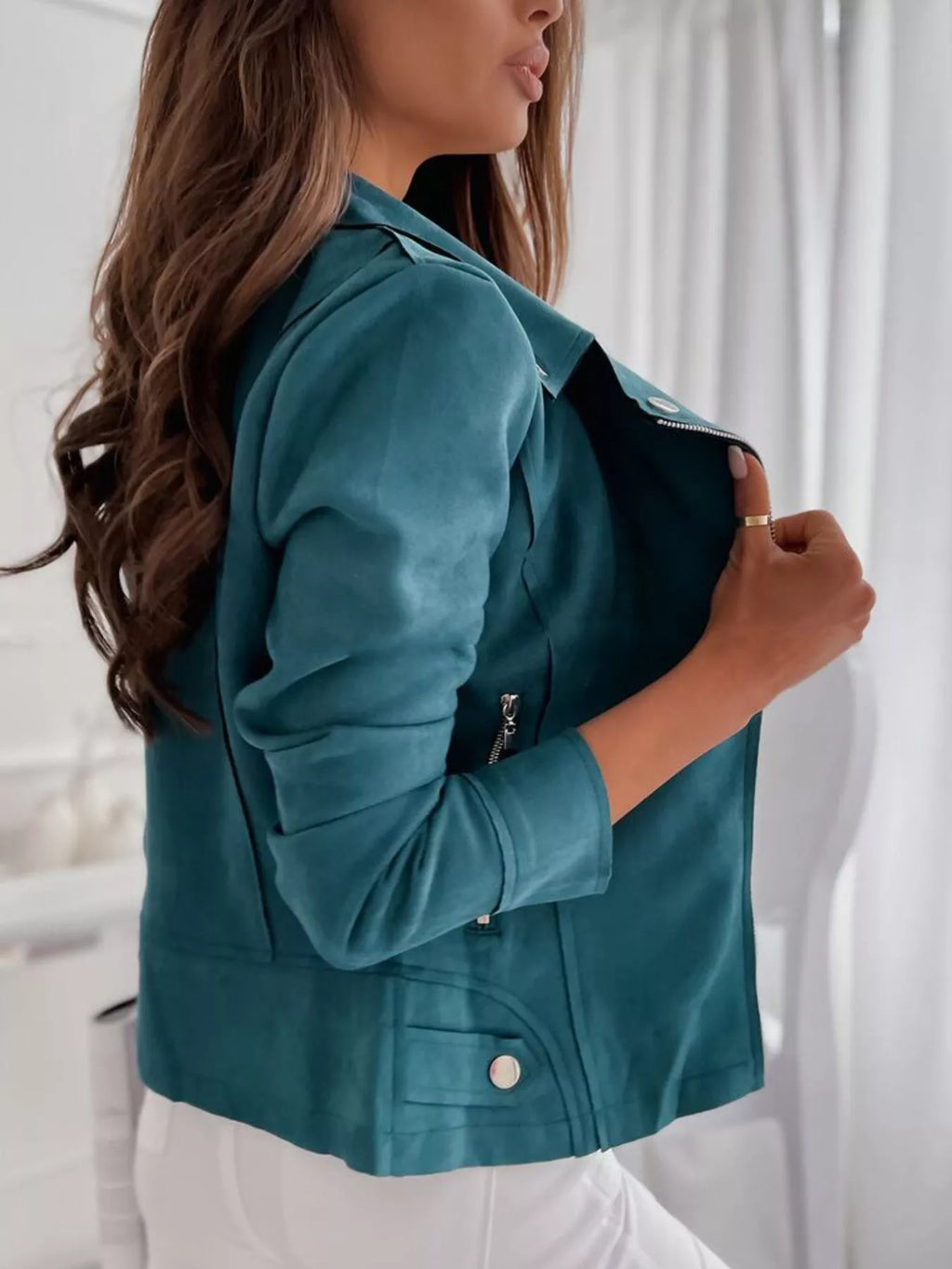 Asymmetrical Zip Long Sleeve Jacket | STAHlin RADIANCE