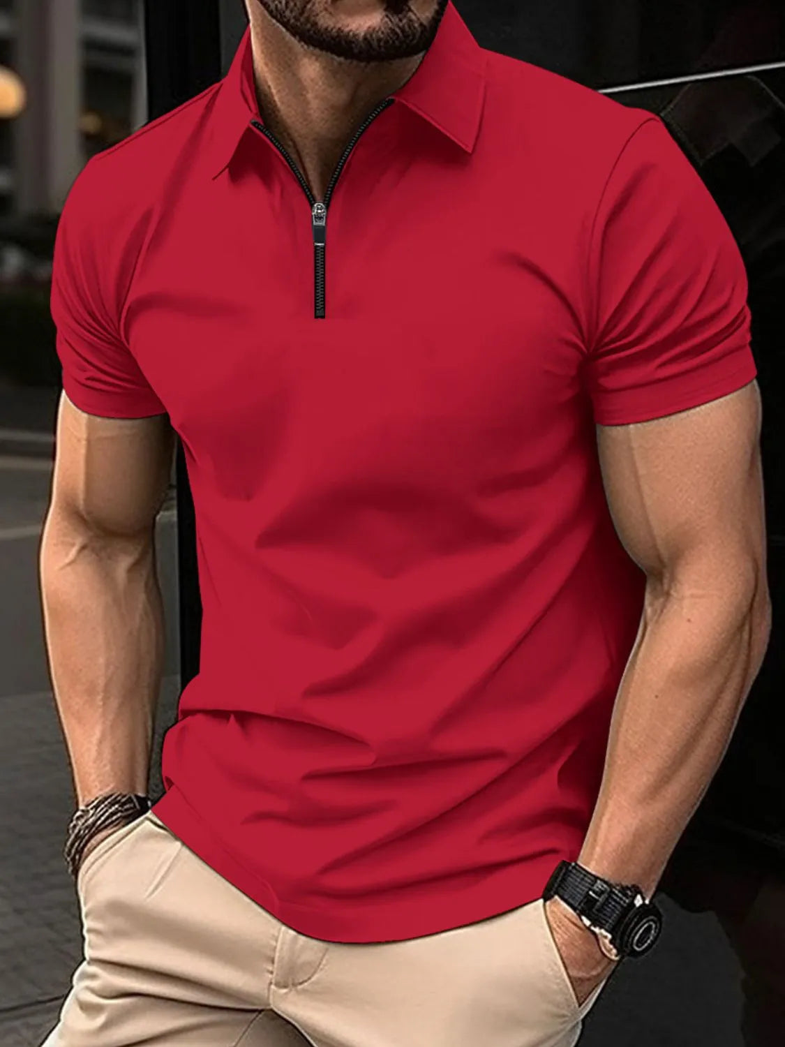 Men's Full Size Collared Neck Short Sleeve Polo Plus Size | STAHlin RADIANCE