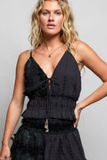 POL V-Neck Cotton Ruffled Crop Cami | STAHlin RADIANCE