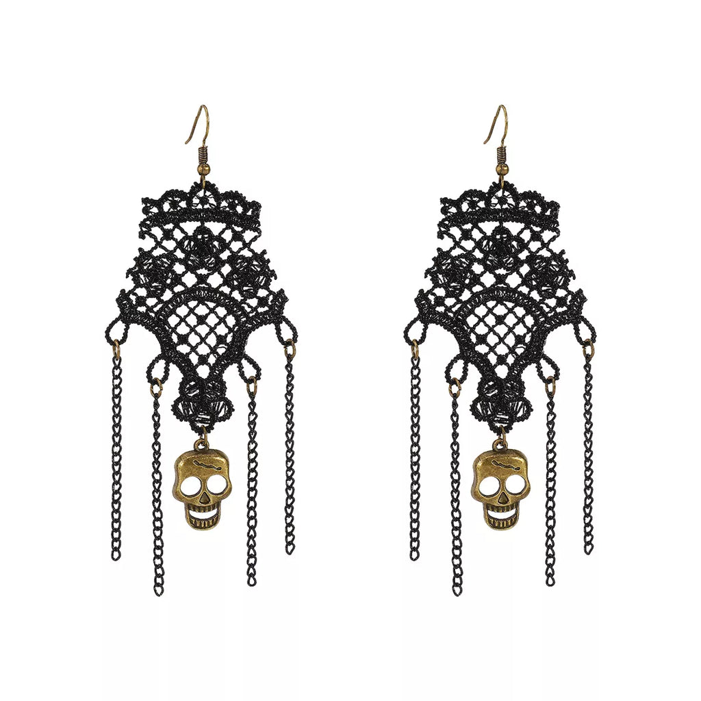 Halloween Lace Skull Necklace and Earrings Jewelry Set | STAHlin RADIANCE
