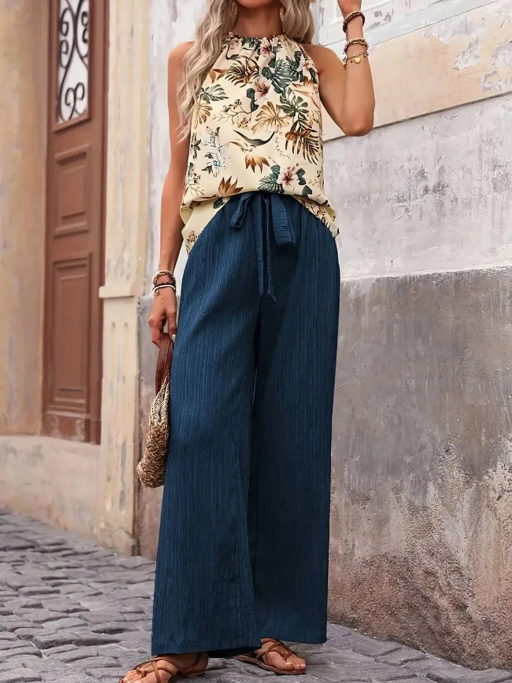 Printed Tank Top and Wide Leg Pants Set | STAHlin RADIANCE