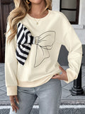 Bow Round Neck Dropped Shoulder Sweatshirt | STAHlin RADIANCE