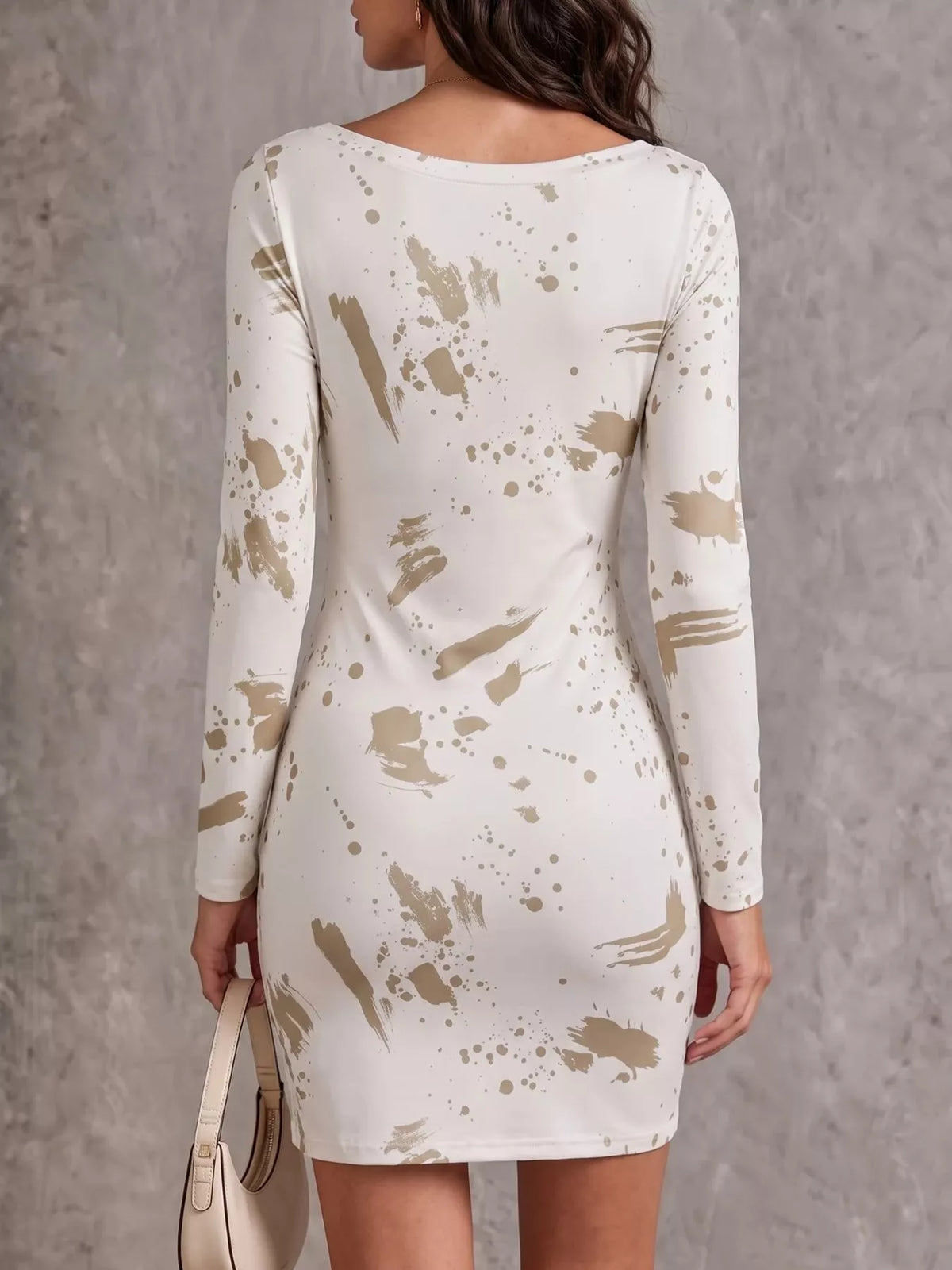 One-Shoulder Long Sleeve Paint Splatter Bodycon Mini Dress | STAHlin RADIANCE