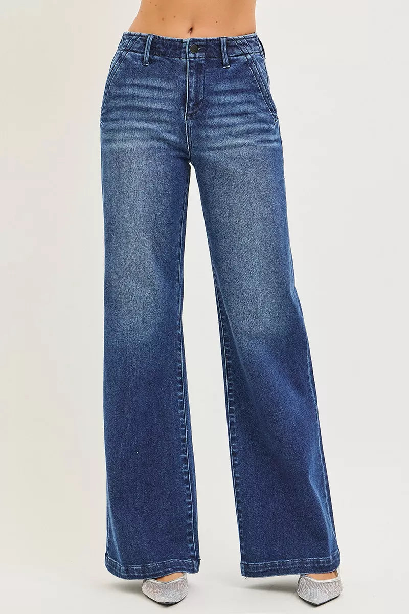 RISEN High Rise Wide Leg Slanted Pocket Jeans | STAHlin RADIANCE