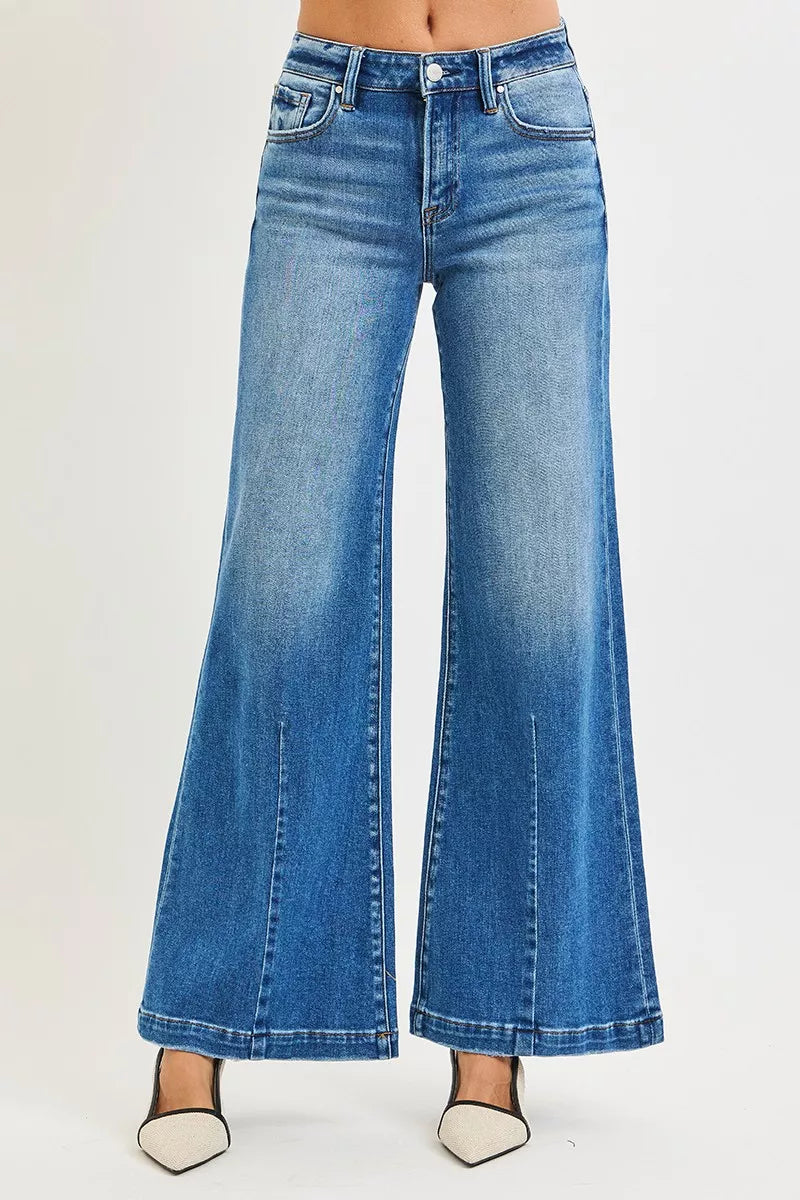 RISEN Full Size Mid Rise Wide Leg Jeans with Flared Look Plus Size | STAHlin RADIANCE