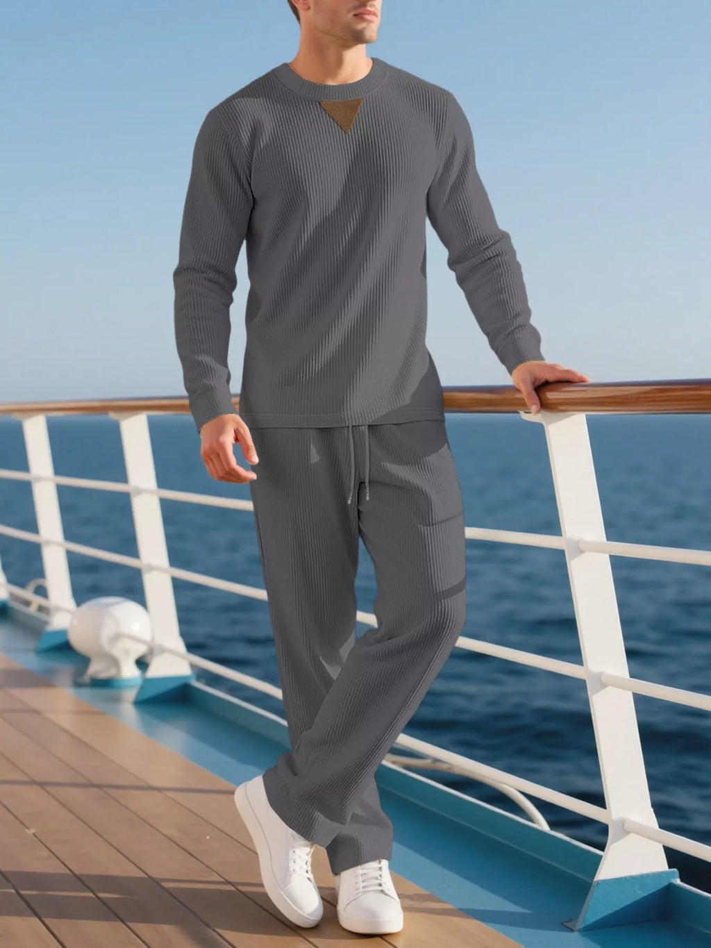 Men's Full Size Casual Crewneck Long Sleeve Sweatshirt and Jogger Set Plus Size | STAHlin RADIANCE