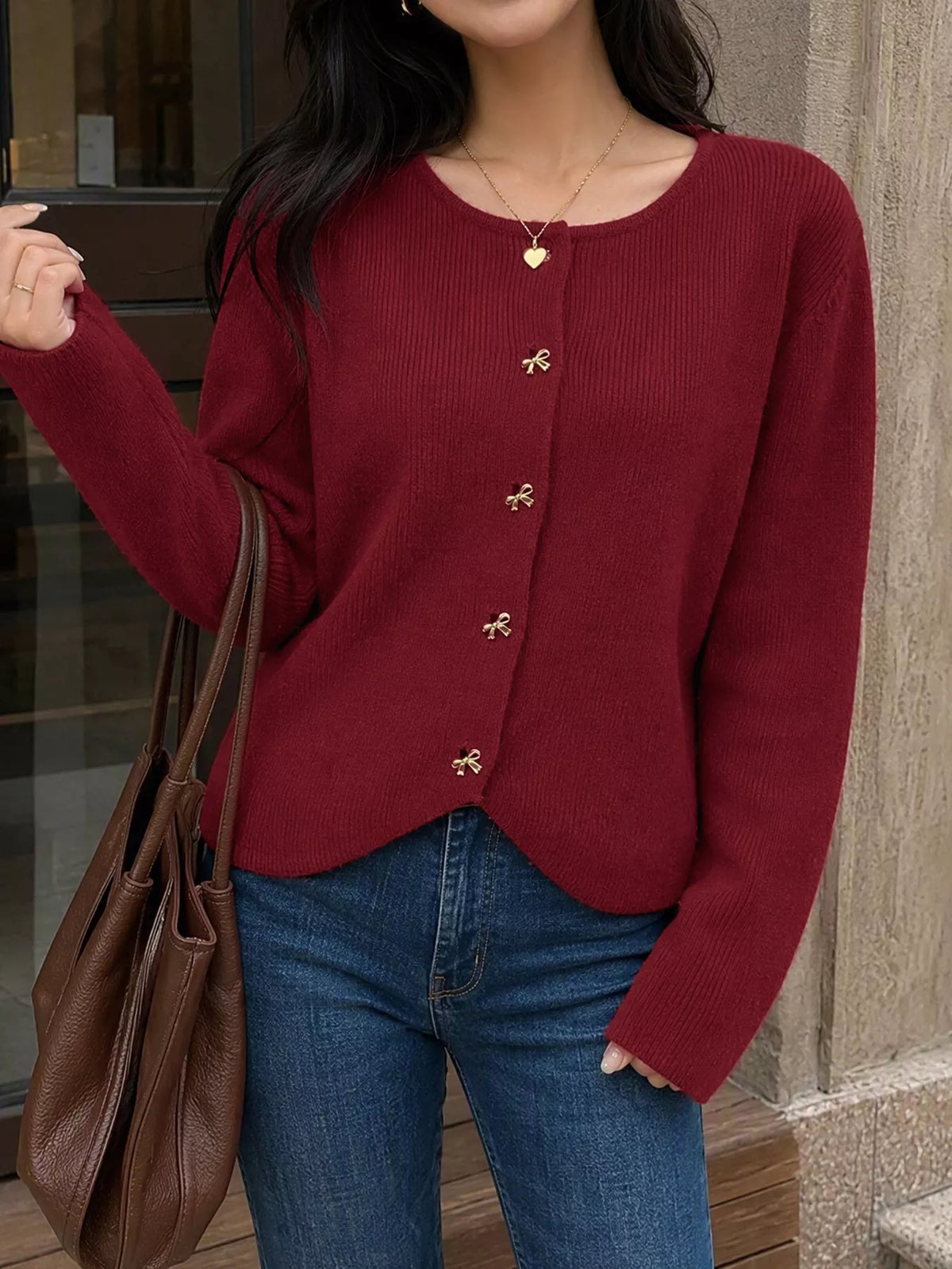 Bow Button Up Knit Cardigan | STAHlin RADIANCE
