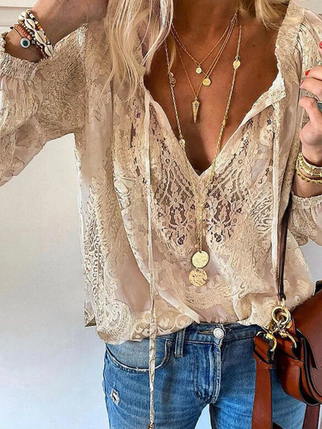 Lace Tie-Neck Blouse | STAHlin RADIANCE